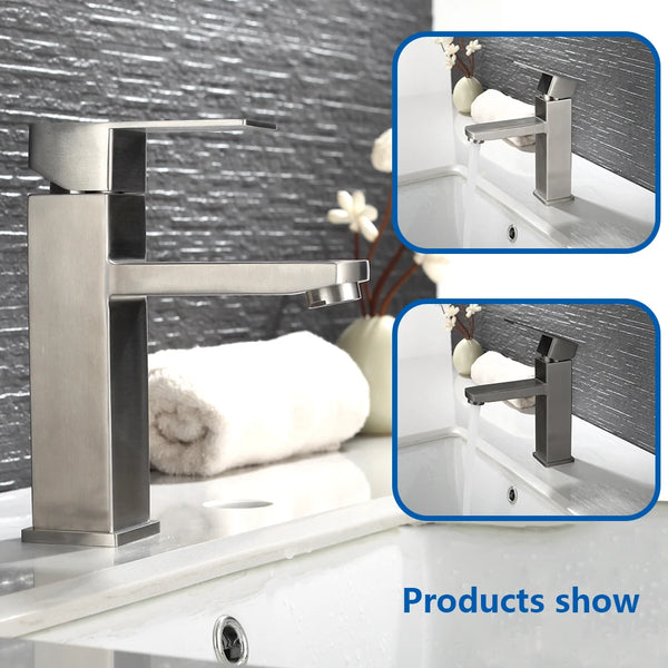 Basin Sink Bathroom Faucet Deck Mounted Hot Cold Water Basin Mixer Taps Matte Black Lavatory Sink Tap Crane