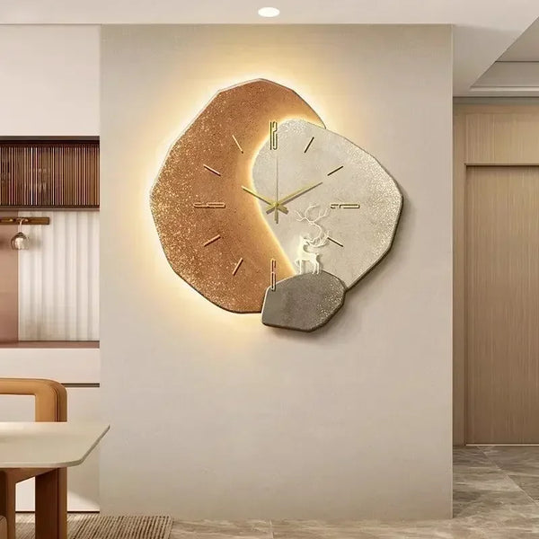 European Premium Wall Lamp Clocks Office Aesthetic Christmas Wall Clock Living Room  Horloge Murale Indoor Lighting Fixture